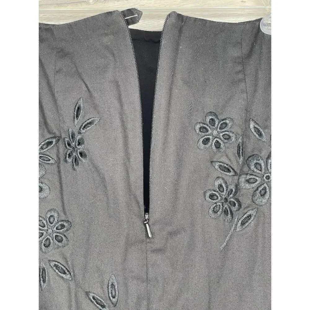 Talbots Black Floral Eyelet Skirt Size 8